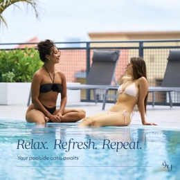 two residents by the pool